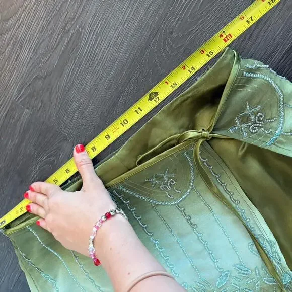 FREE PEOPLE $168 nwt beaded skort mini Ombre green - Picture 6 of 8